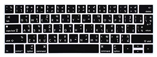 Hrh Thai Language Silicone Keyboard Cover Skin For Macbook Pro With Touch Bar 13 Inch And 15 Inch (A1989/A1706/A2159,A1990/A1707) 2019 2018 2016 2017 Release With Touch Id,Both European/Usa Layout #TOP15