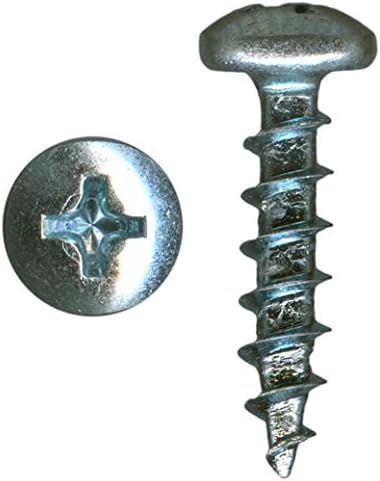 1000 Pack Rok Hardware #6 x 1/2" (12.7mm) Deep Coarse Standard Thread Phillips Pan Head Wood Screws Zinc Plated, Excellent in Particle Board, MDF, Plastic Composites, ROKS6X12PPSZ