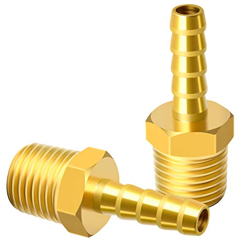 Image of Tailonz Pneumatic Brass Hose Barb Fitting -1 /4 Inch Barb to 3 /8 Inch Male NPT Adapter(10Pack)