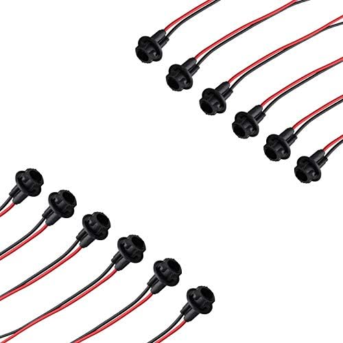 Jopto 12Pcs T10 Auto Car Light Rubber Bulb Holder Copper Wire Socket Bulb Lamp Holder W5W 12V 194 168 LED Bulb Base Connector Extension Parking Lights Side Lights License Plate Lights Socket Holder