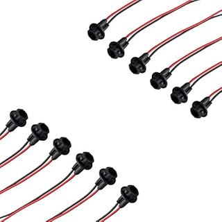 Jopto 12Pcs T10 Auto Car Light Rubber Bulb Holder Copper Wire Socket Bulb Lamp Holder W5W 12V 194 168 LED Bulb Base Connector Extension Parking Lights Side Lights License Plate Lights Socket Holder