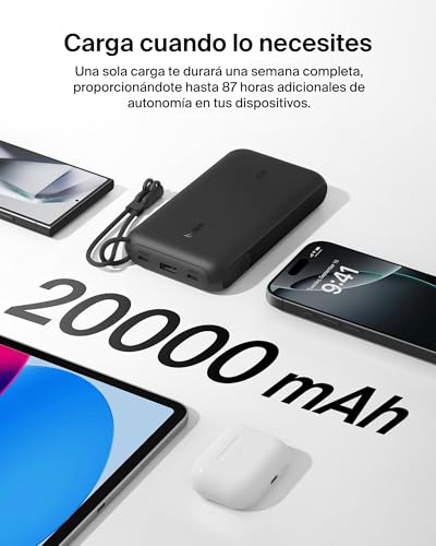 Batería externa USB Tipo C de 20 000 mAh para Samsung S25 y Pixel 9 4