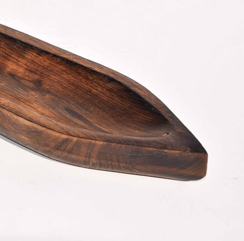Image of Pure Source India Natural Wood Bote Shape Incense Holder and Ash Catcher (11 X 3 Inch - 4 Pieces)