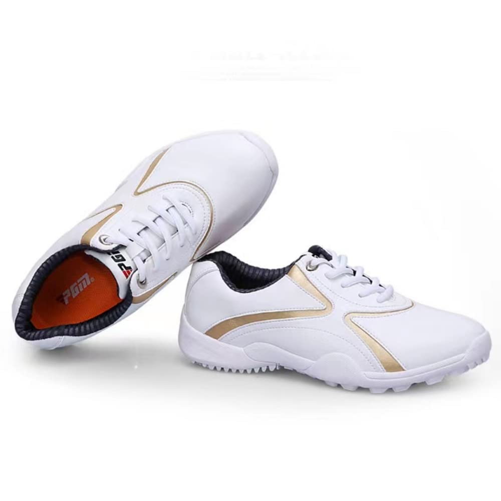 Female Waterproof Professional Spikeless Golf Shoes Wear-Resistant Casual Leather Lightweight Golfing Shoes Training Sneakers Walking Womens Gym Shoes, Brown, 6
