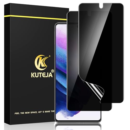 Kuteja [2 Stück] Privacy TPU Schutzfolie für Samsung Galaxy S21 Plus Anti Spähen Sichtschutz Anti-Kratzen Fingerabdruck-ID Blasenfreie Weich Displayschutzfolie für S21 Plus Anti-Spy Folie