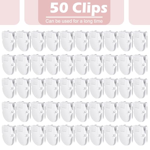 Image of Feifeiya 50 Pcs Cubicle Clips for Fabric Panels,White | Office Partition Wall Clips, 40-sheet Capacity for Notes Photos Memos, Metal Spring, Fits Cubicle Fabric Accessories
