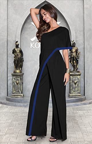 Image of KOH KOH Womens 2026 One Off Shoulder Asymmetric Long Pant Jumpsuit Romper