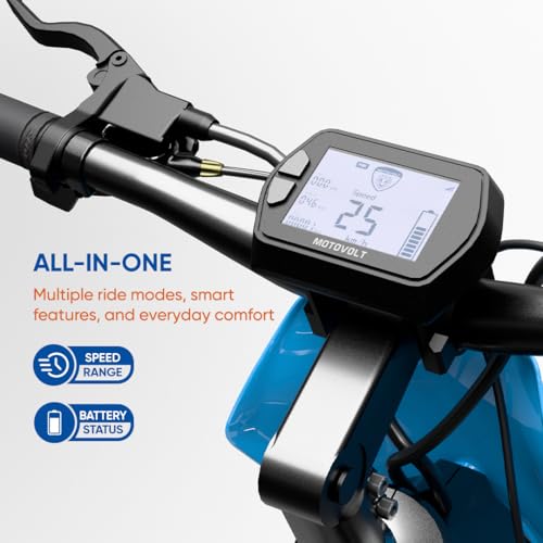 Image of Motovolt URBN E-Moped | Up to 105 km Range (PAS Mode) | 250W BLDC Motor | 36V Removable LFP Battery, 20Ah (IP67) | 120 kg Load Capacity | Spring + Hydraulic Suspension | 20 inch Tyres | Sky Blue