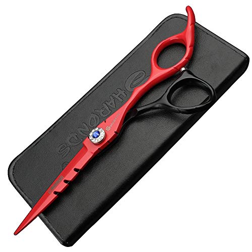 6.0 inchScissors Hair kit Professional Barber Razor Edge Hairdressing Scissors Set,Hair Cutting Shears (Red-Black for Barber or Home Use