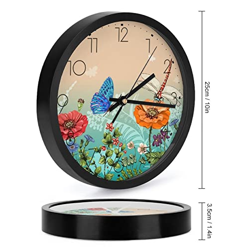 Pendule murale silencieuse pour travailler sans bruit avec design moderne de libellule