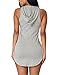 Cfanny Women's Sexy V Neck Cotton Hoodie Mini T-Shirt Casual Dress,Grey,S