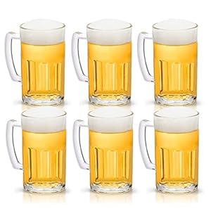 COKTIK 6 Pack Heavy Large Beer Glasses with Handle – 20 Ounce Glass Steins, Classic Beer Mug glasses Set