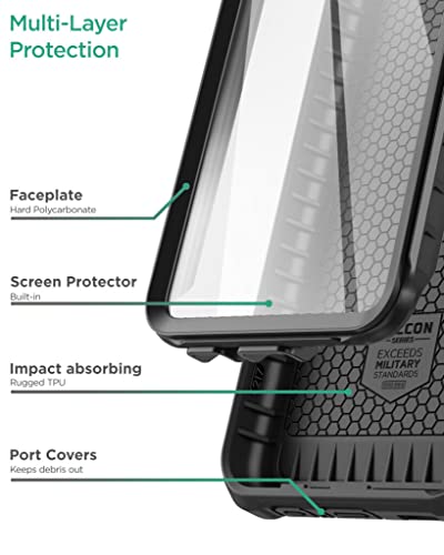 Encased Falcon Armor For Samsung Galaxy A53 5G Case With Built-In Screen Protector (Black) #TOP1