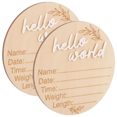 BESPORTBLE 2Pcs Announcement Wooden Discs Milestone Cards for Newborns Creative Name Sign for Hospital Nursery Decor Photo Prop for Birth Announcements
