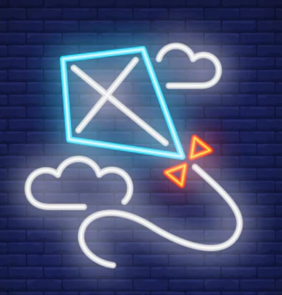 luxury sign imdia Blue Kite Flying In Clouds Neon Sign.-image-2