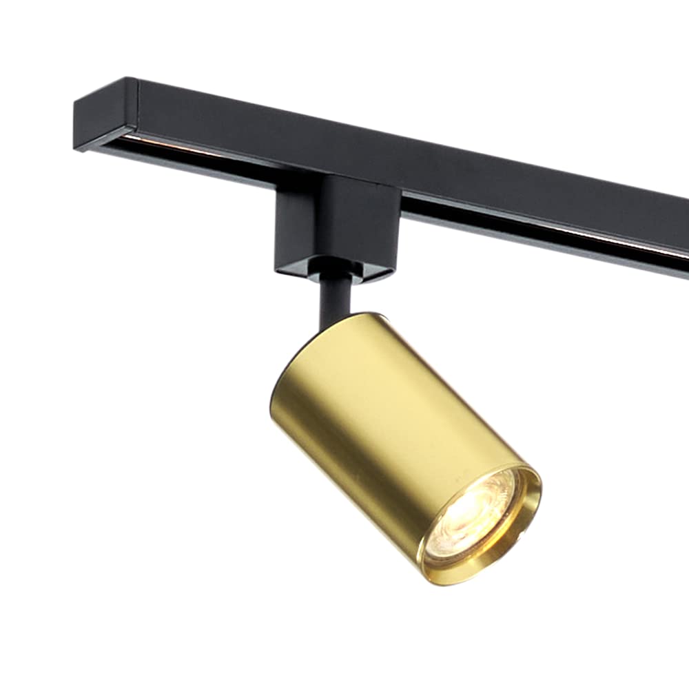 Qub Focus III – Système d’éclairage LED monophasé – 2 rails de 1m (200cm) – 5 spots GU10 orientables – or – plafonnier moderne – pour cuisine, salon, salle à manger