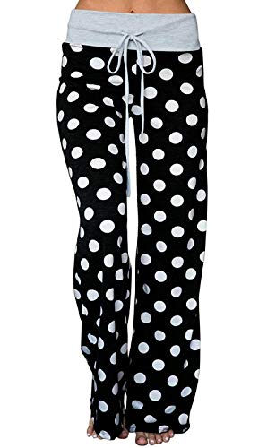 Image of Elsofer Women's Comfy Lounge Pants Soft Floral Pajama Pants Loose Drawstring Wide Leg Palazzo Pants for Sleep, Casual Wear