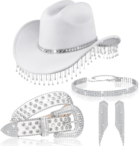 5 Pcs Western Glitter Cowgirl Hat Rhinestone Women Cowboy Hat Spa...