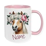 GRAZDesign Personalisierte rosa Kindertasse mit Pferd für Mädchen – Mit Name – Geschenk Geburtstag