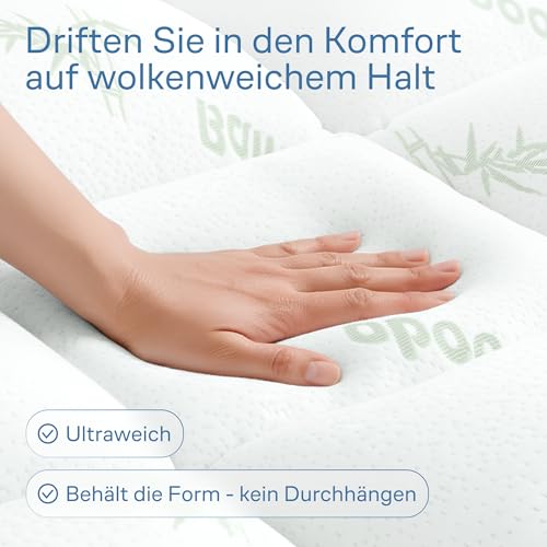 Matratzen Topper für himmlischen Komfort – Ultraweicher, atmungsaktiver und kühlender Matratzenschoner aus Bambusviskose – 140 x 200 cm, Tiefe Taschenpassform