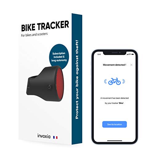 Invoxia Fietstracker, GPS-tracker, diefstalbeveiliging voor fietsen, reflector met real-time alarmfuncties, inclusief 3 jaar abonnement, batterijduur tot 3 maanden, licht en onopvallend, waterdicht