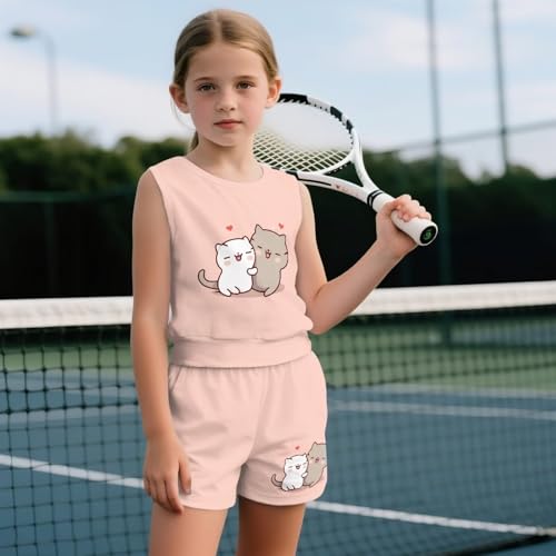 2 Pieces Short Sets for Girls 5-14Y Kids Lounge Tank Top and Shorts Sofy Cozy Summer Clothes Athletic Clothing3