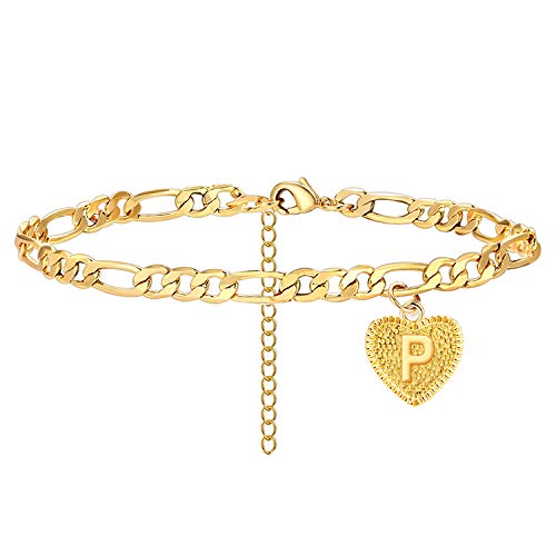 choice of all Gold Anklets for Women Heart Initial Anklet Cuban Link Letter Ankle Bracelet for Girls