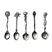Produktbild joyliveCY 5 Stück/Set Küche Vintage Königliche Art Bronze schnitzte Espressolöffel Besteck Besteck Mini Dessertlöffel für Snacks