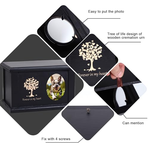 Cremation Urns for Human Ashes Adult Male Female Wooden Urn Box and Casket for Men Women Funeral Memorial Urns for Ashes with Photo Frame Burial Urn for Adults Up to 442LBS - Image 3