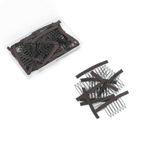 Xuxisowo 60 Pcs Wig Accessories: 7-Teeth Combs for Securing Wigs, Caps Clips (Brown)