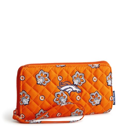 Vera Bradley Women's Cotton Nfl Front Zip Wristlet (Multiple Teams Available), Denverbroncosonorange/Navybandana, One Size