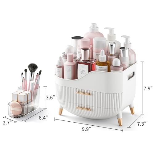 Image of Pajiriona Makeup Organizer with Drawers,Skincare Organizer for Vanity,Storage Box with Handle,Large Cosmetic Display Case for Dresser, Bathroom Countertop