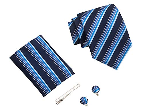 Preisvergleich Produktbild Herren Krawatten set mit ManschettenKnöpfe, Einstecktuch und Krawattennadel Geschenkbox (026)