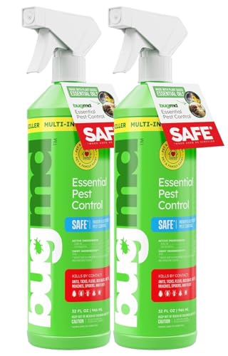 BugMD 32 oz Ant Killer & Bug Spray - Roach and Cockroach Killer Indoor, Spider and Flea Spray for Home, Fly and Insect Defense, Natural, Safe with Essential Oils, Plant-Powered, Pest Control Pack of 2