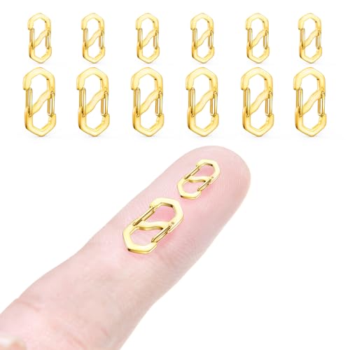 OHINGLT 12Pcs 2Size Necklace Shortener Clasp Double Opening Lobster Clasp, Stainless Steel S Lock Chain Shortener for Necklace Clip Jewelry Connectors