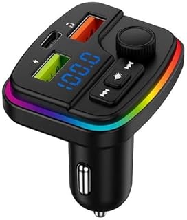 جهاز إرسال FM بلوتوث للسيارة – شاحن سيارة سريع مزدوج USB مع شاشة LED – وتشغيل الموسيقى – الاتصال بدون استخدام اليدين