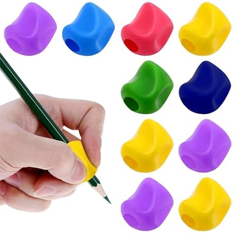 Mikily's 10-Pack Rubber Pencil Grippers for Kids and Adults Perfect for Handwriting Drawing and Education Left-Handed Friendly Assorted Colors Cover