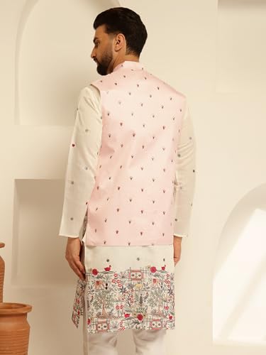 Image of SOJANYA (Since 1958 Men's Silk Blend Exquisite Daman Embroidered Nehru Jacket