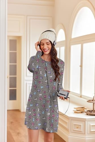 Ekouaer 2 Pack Long Sleeve Sleep Shirts for Women Soft Night Shirts Pullover Nightgowns Comfy Night Gowns Dress S-3XL4