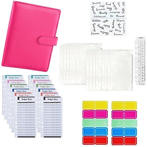 Cost budget sheets, label stickers and rules, 30 pieces A6 budget binders, money envelopes for budgeting Cover