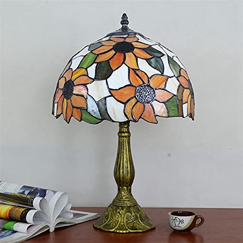 Blivuself Tiffany Lamp Stained Glass Lamp Sunflower Yellow Bedroom Table Lamp Reading Desk Light For Bedside Living Room Office Dormitory Dining Room Decorate Gift 12X12X18 Include Light Bulb #TOP4