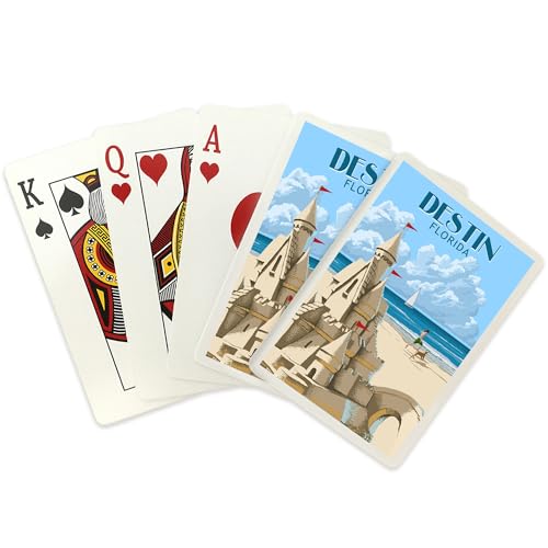 Lantern Press Naipes de Poker Destin Florida Sandcastle 52 Cartas miniatura 2