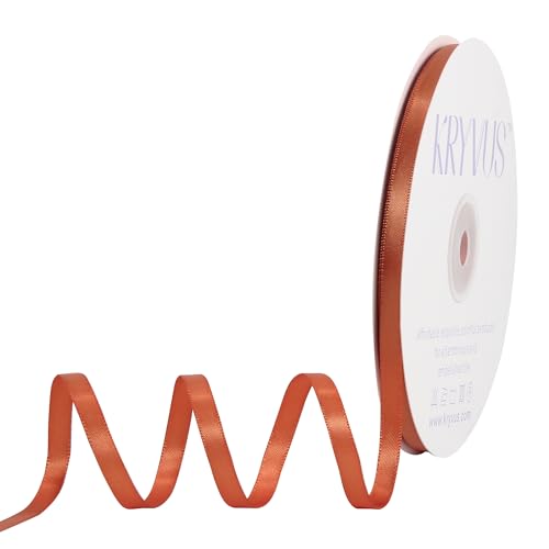 Kryvus Copper Satin Ribbon, Double Faced 1/4 Inch X 50 Yards Copper Ribbon, Premium Satin Ribbon for Gift Wrapping, Crafts, Hair Bow Making, Sewing, Flower Bouquet, Wedding Party Decor