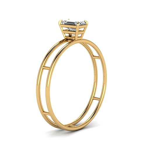 Bague de fiançailles solitaire émeraude plaqué or jaune d'exception