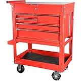 JEGS 5-Drawer Tool Box Cart | Smooth Ball Bearing Glides | Over 700 LBS Capacity | Red Powder Coated...