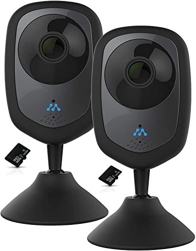 Image of Vallsonik Momentum HD Wireless Indoor Home Security Camera with 2-Way Audio, Night Vision, for iOS & Android 16GB Mico SD Cards Included (Renewed) (2 Pack)