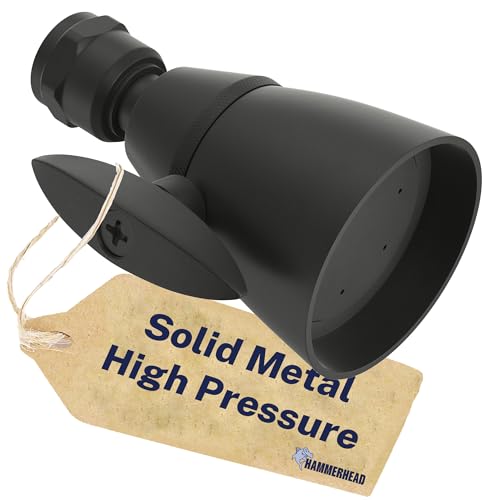 Image of HammerHead Showers Solid Metal 2 Inch High Pressure Shower Heads - MATTE BLACK - 2.5 GPM Shower Heads High Pressure - High Flow Shower Head with ADJUSTABLE SPRAY PATTERN - Fixed Shower Head