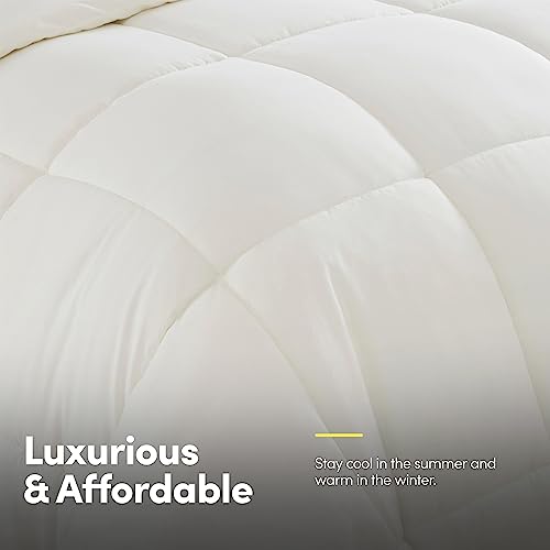 Sweet Home Collection 7 Piece Comforter Set Bag Solid Color All Season Soft Down Alternative Blanket & Luxurious Microfiber Bed Sheets, Ivory, King #TOP3