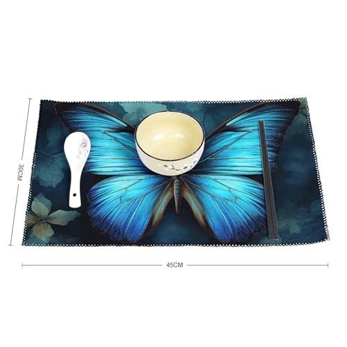 Sets de table anti-tache papillon bleu lot de 6 pour protéger votre table - 3