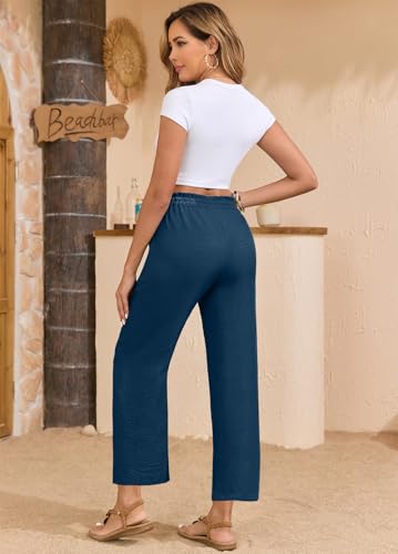 Image of EDUWU Women Casual Pants Loose High Waist Cropped Palazzo Beach Pants Summer Outfits 2026 Trendy